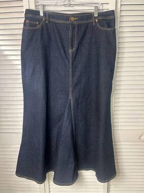 Destiny‎ Platinum Dark Blue Denim A-Line Maxi  Skirt Size 16W